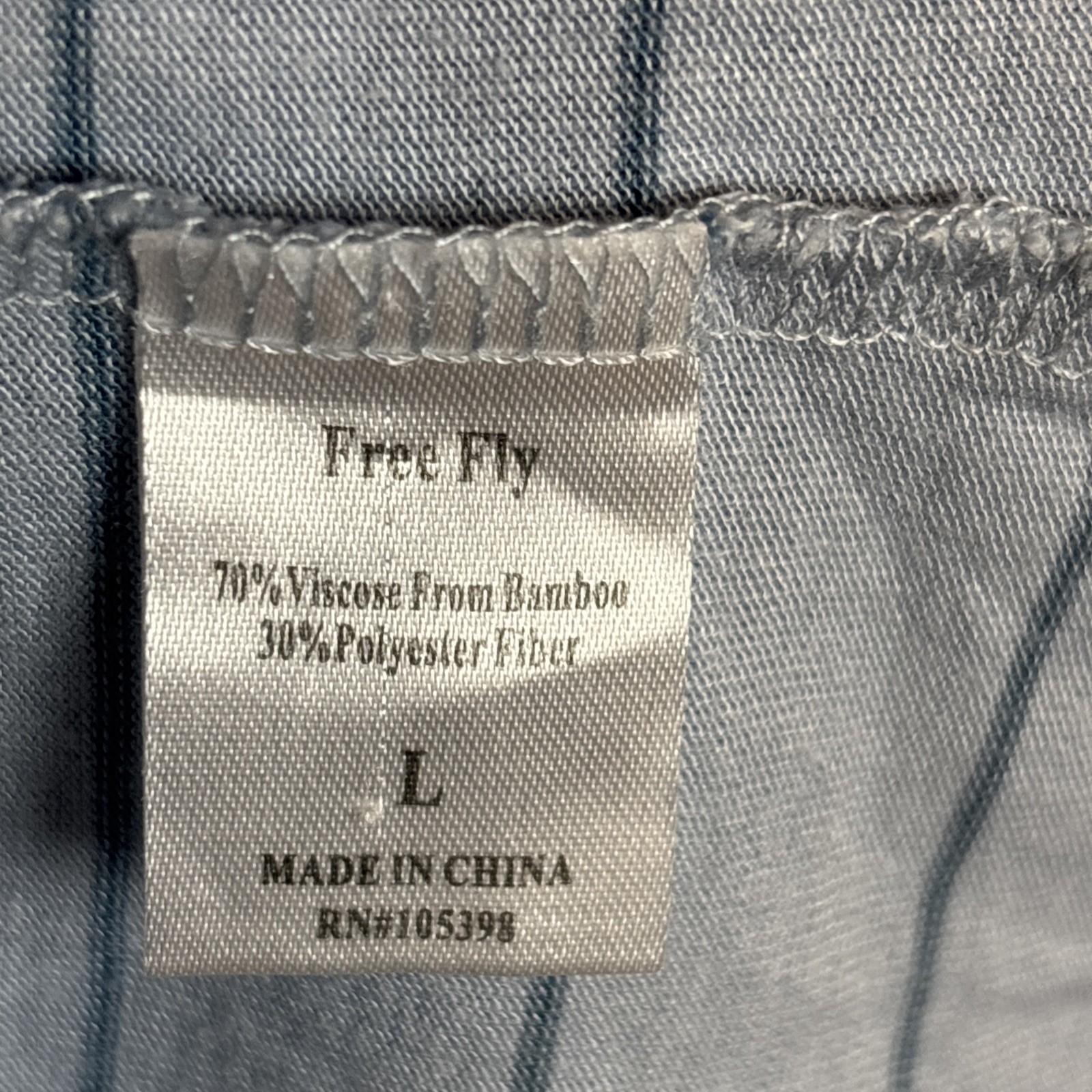 Free Fly T-Shirt Men's Large Blue Stripe Performance Bamboo Pocket Short Sleeve gallery