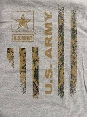 US Army Flag Logo Ash Gray Heather T-Shirt by MV Sport – Size XL – NWT