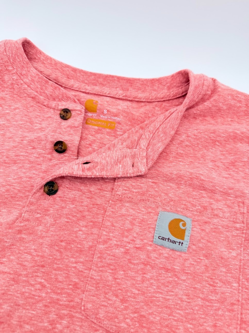 Carhartt Shirt Small S Coral Henley Heavyweight Loose Fit Pocket Utility NWOT gallery
