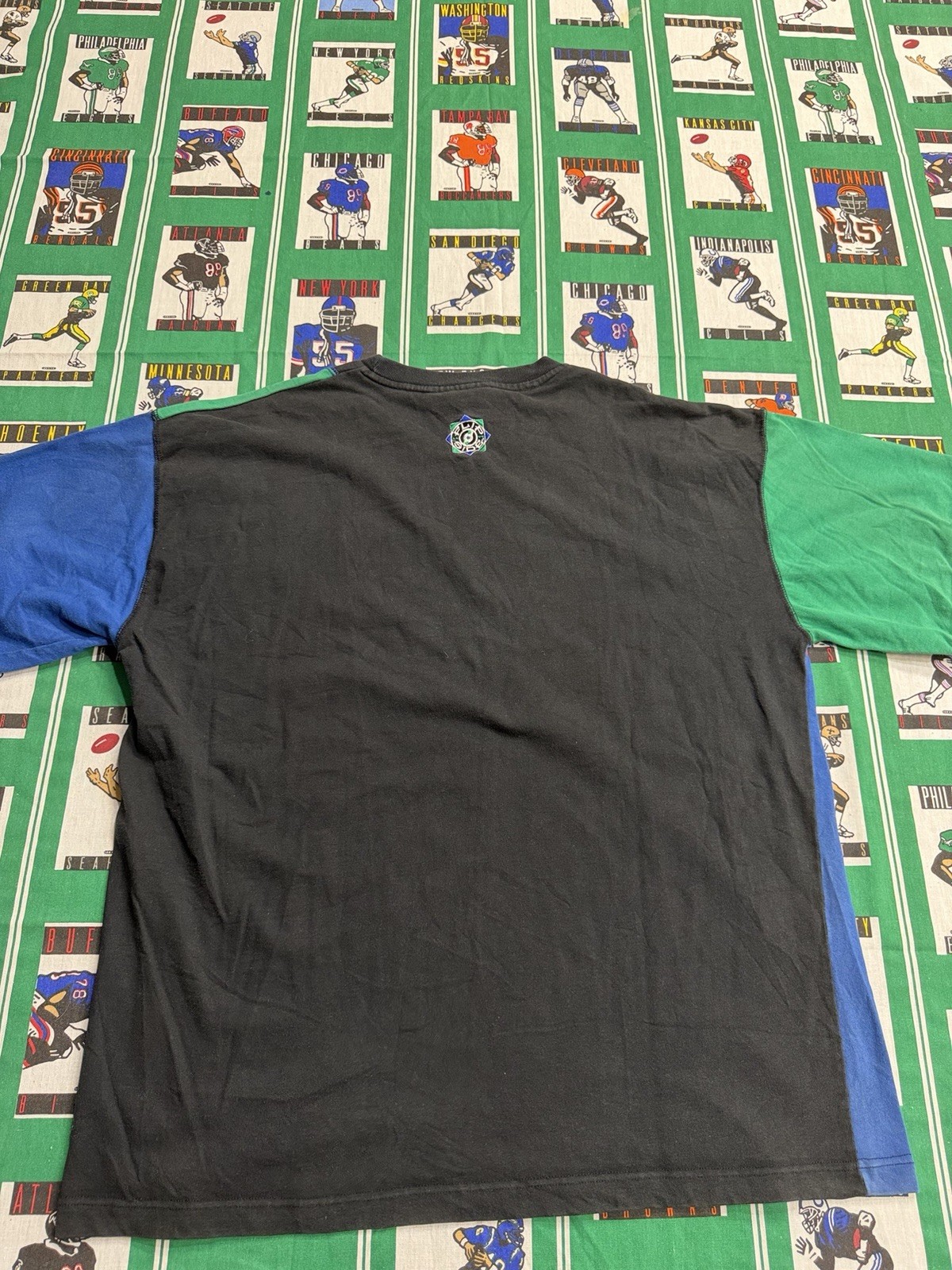90s Starter Flip Side Colorblock Black Blue Green XL Crew Neck Logo T-Shirt gallery