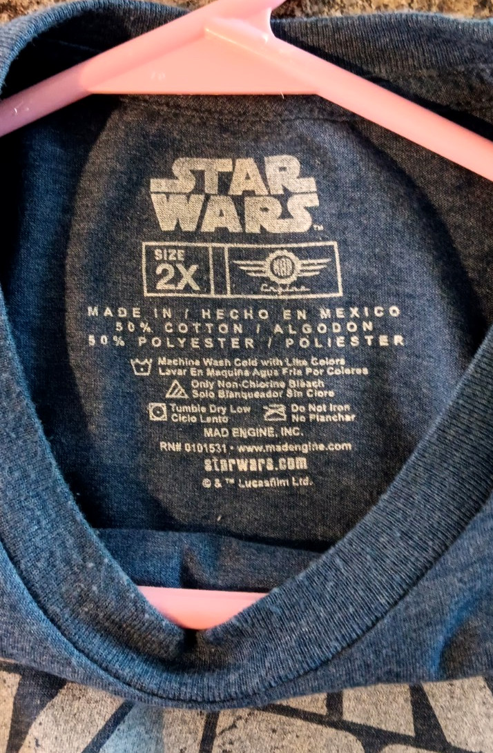 New Star Wars Men's T-Shirt 2X Blue-Gray Color 50/50 Cotton-Poly Blend gallery