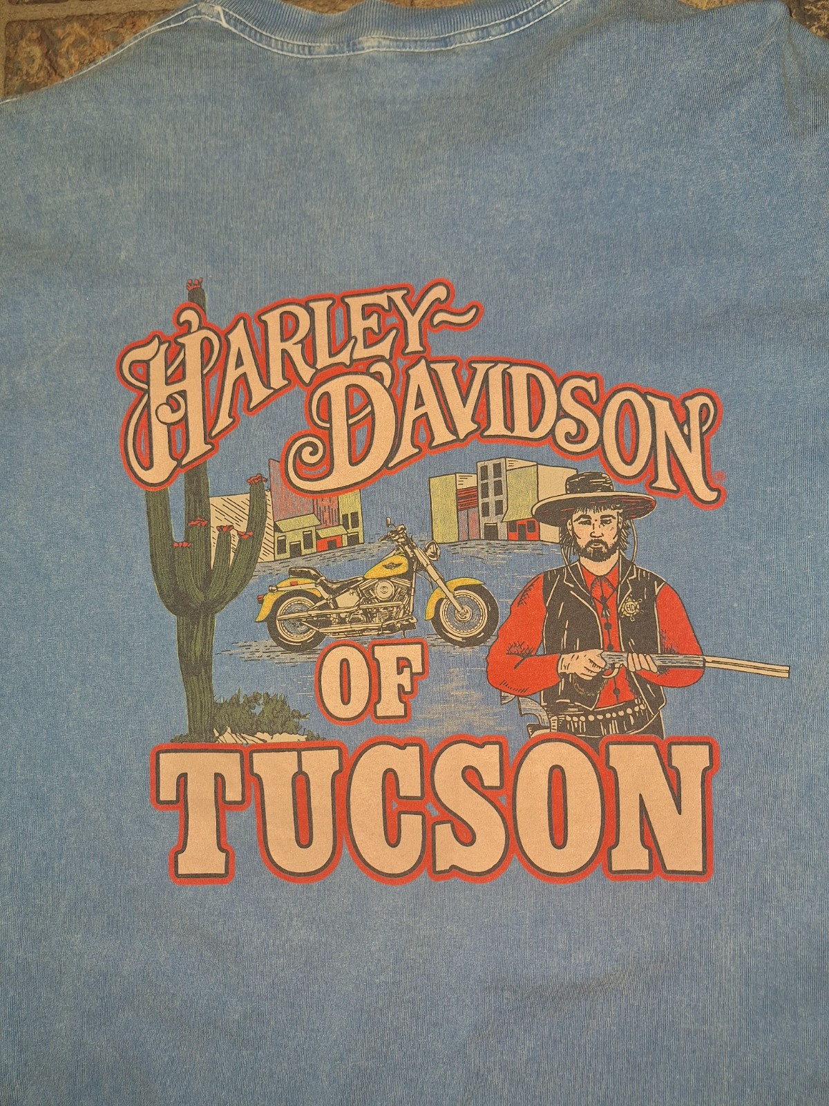 Vintage Harley Davidson Shirt Blue See Measurement Tucson Motorcycle Men L 90s gallery