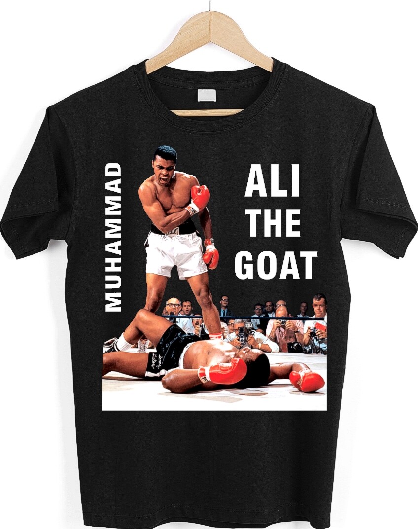 MUHAMMAD ALI T-SHIRT. GOAT. ALI VS LISTON TEE, Black History Month T-Shirts