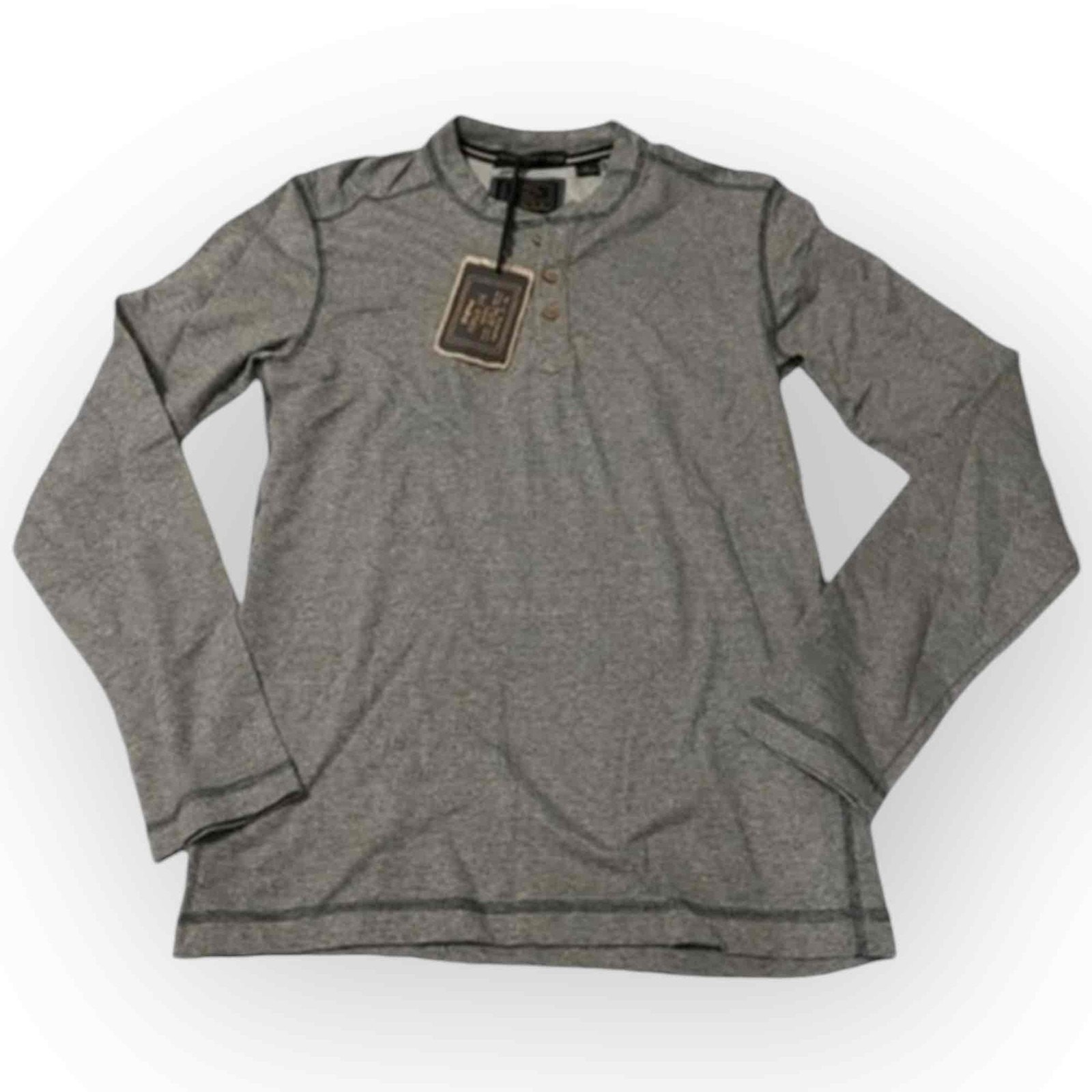 Vintage 1946 Mens Stretch Button-Placket Henley Shirt, Charcoal Heather 0535S gallery