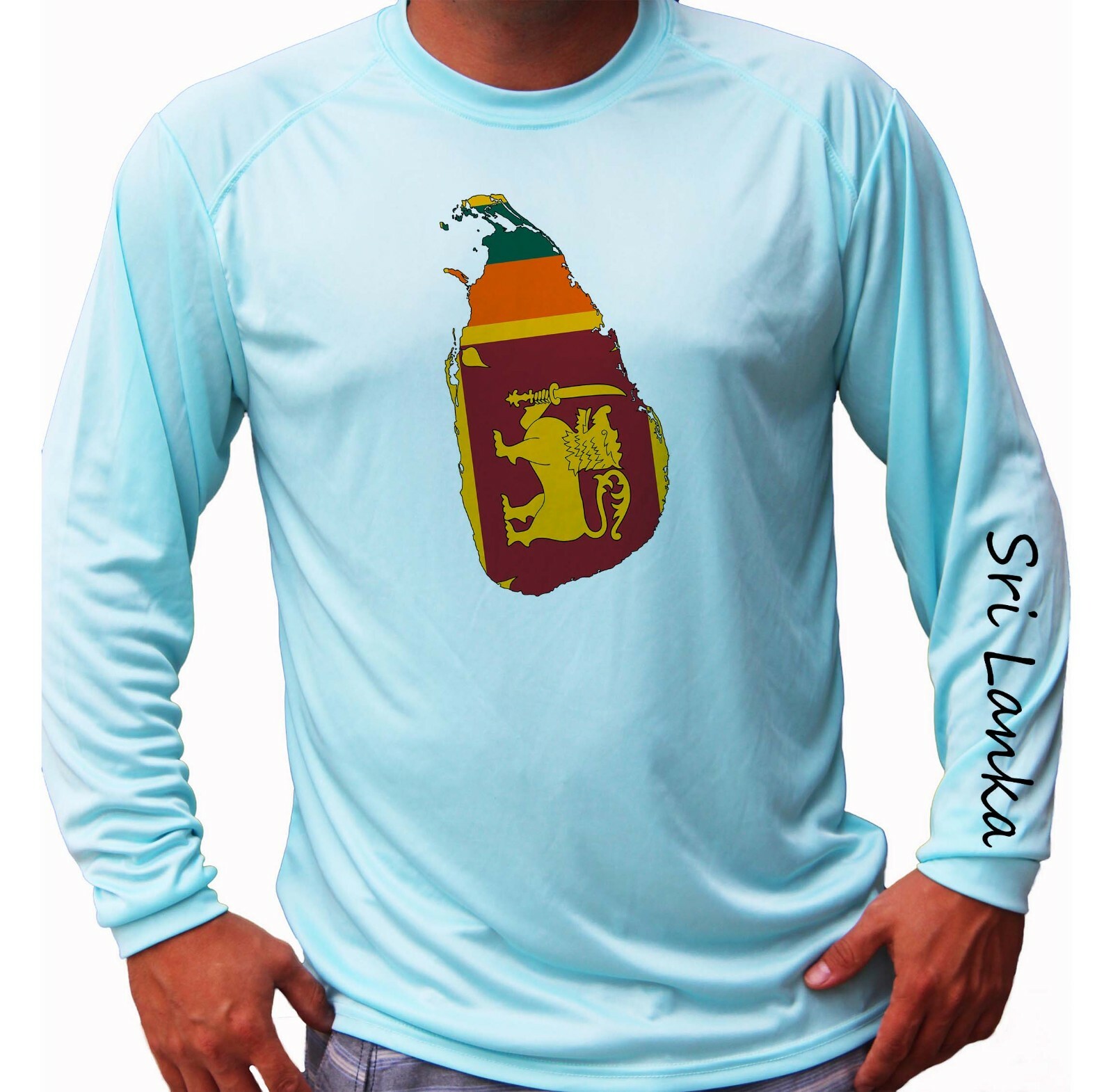 Sri Lanka Flag Map Fish Boat Long Sleeve UPF 30 T-Shirt UV Protection gallery