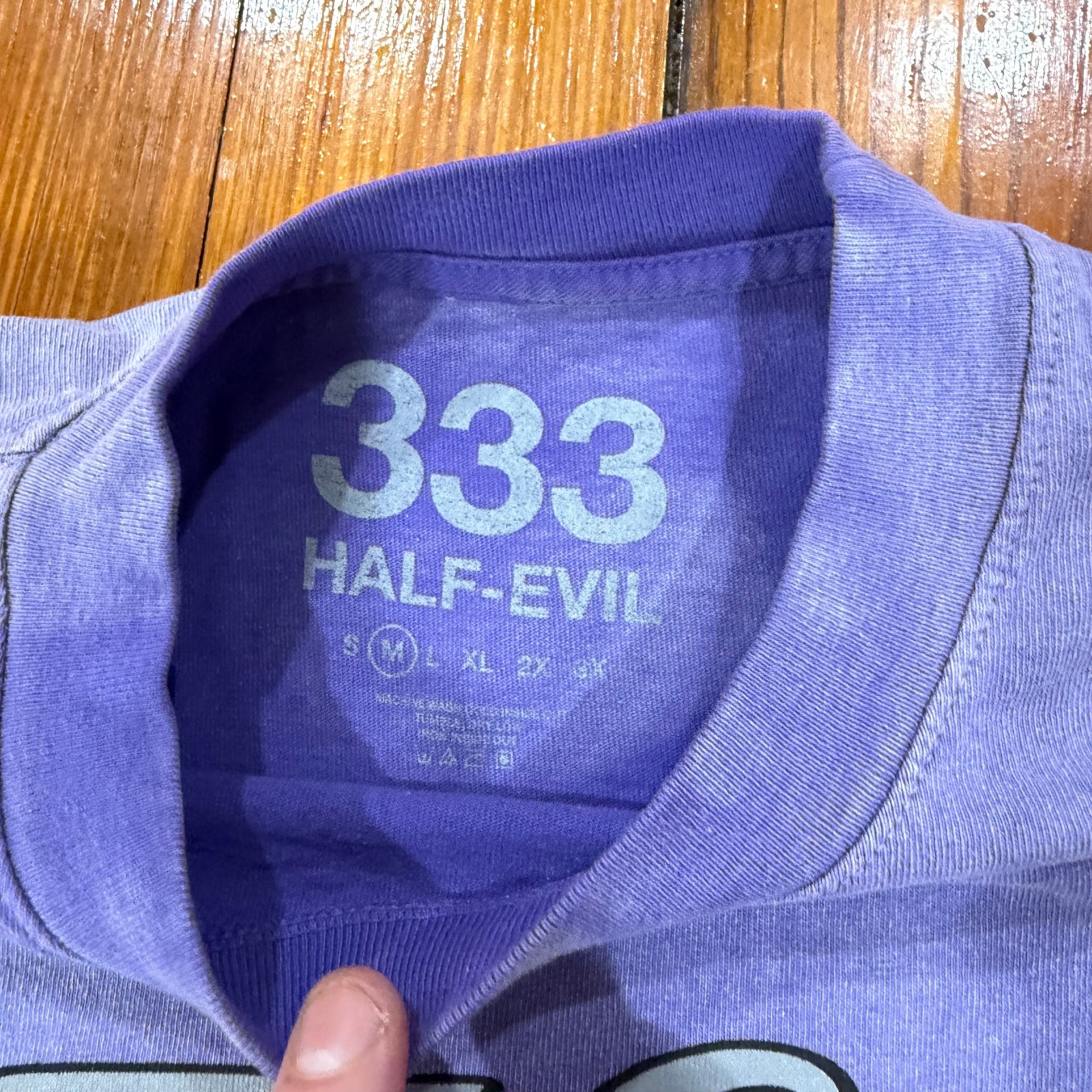 Half Evil Gradient Purple/Silver Short Sleeve Shirt Men's Size Medium gallery