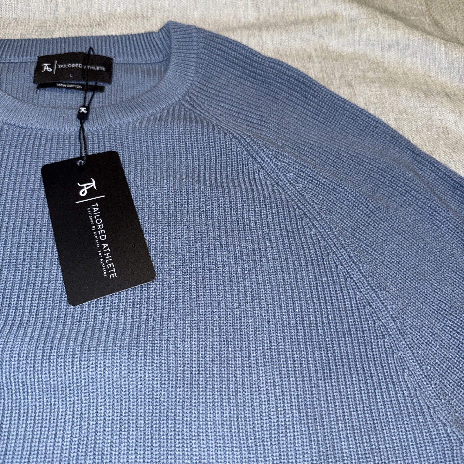 Cotton Knitted Textured Crew Neck Sweater-L-Tailored Athlete gallery