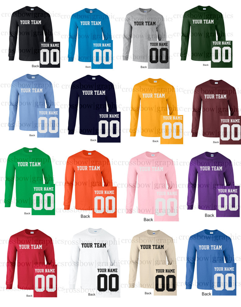 CUSTOM Long Sleeve T-Shirt JERSEY Personalized Name Number Football Softball NEW