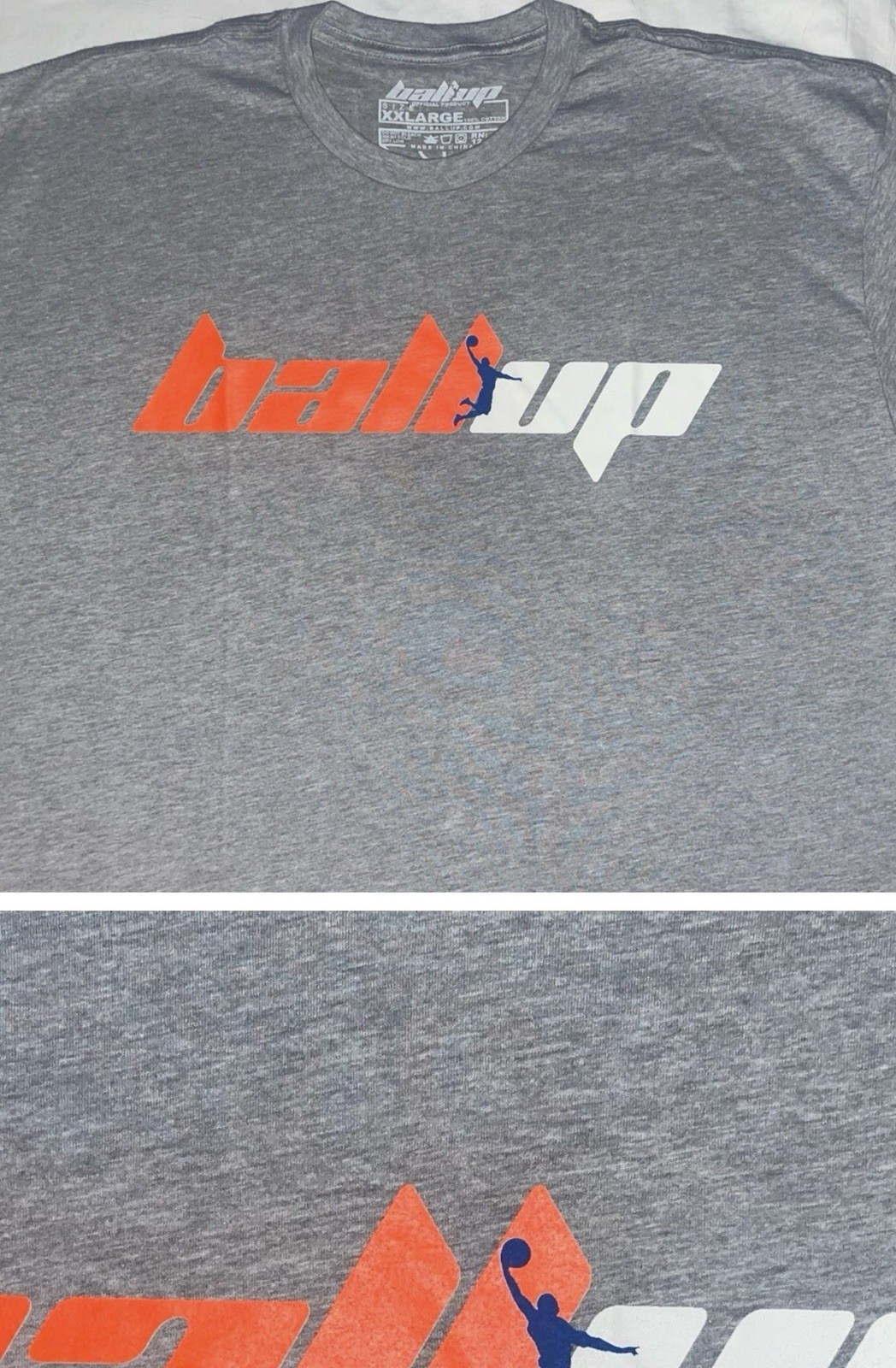 Basketball Themed T-Shirt. Ball Up! Grey/Orange/White.. Size XXL.. New gallery