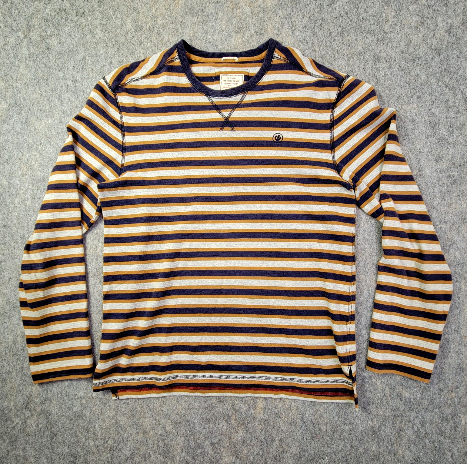 Fat Face Brand Shirt Men’s Size L Multi Stripped Cotton Long Sleeve Crewneck Tee