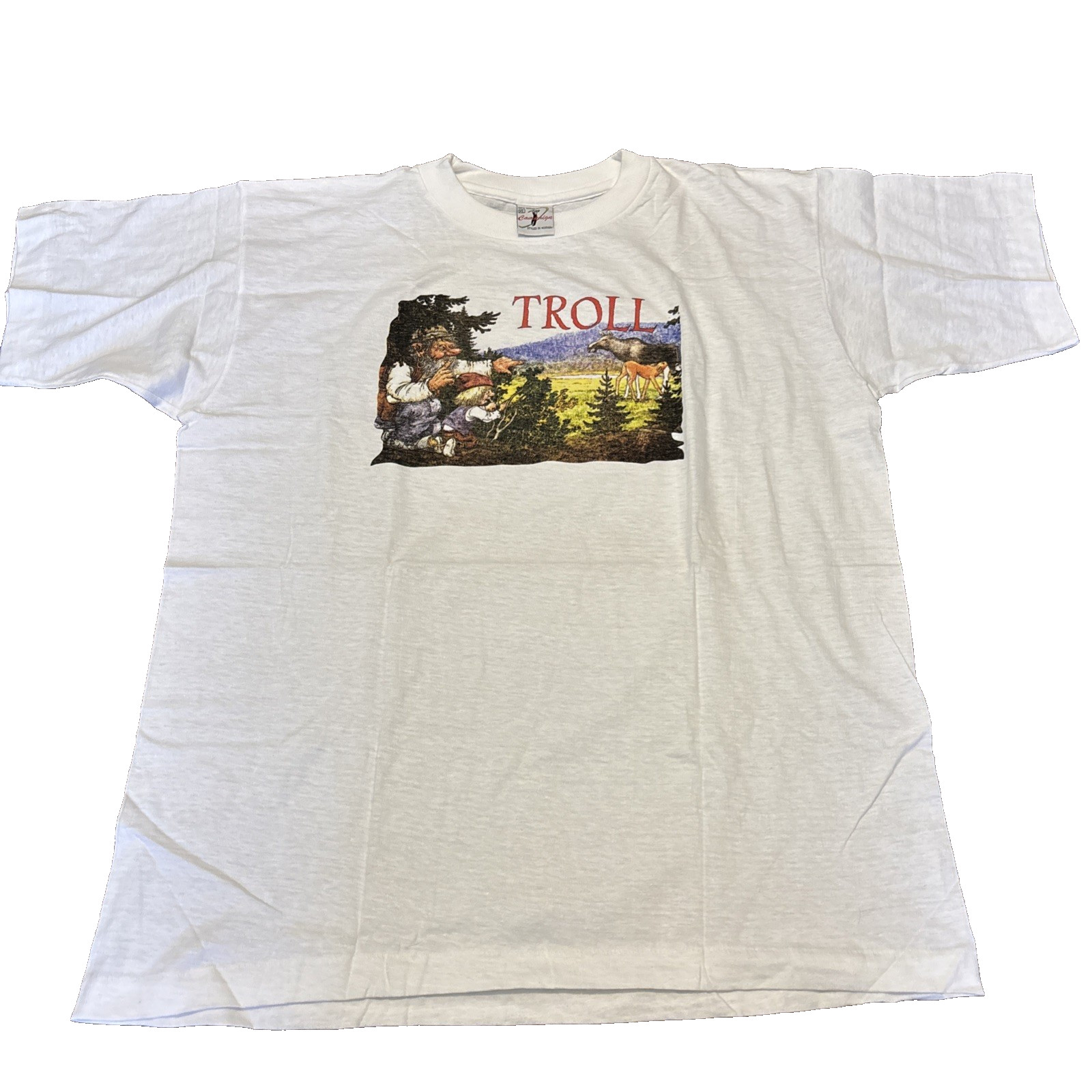 NWOT Vintage Trolls Norway Single Stitch T Shirt Mens Unisex XL Rolf Lidberg Art