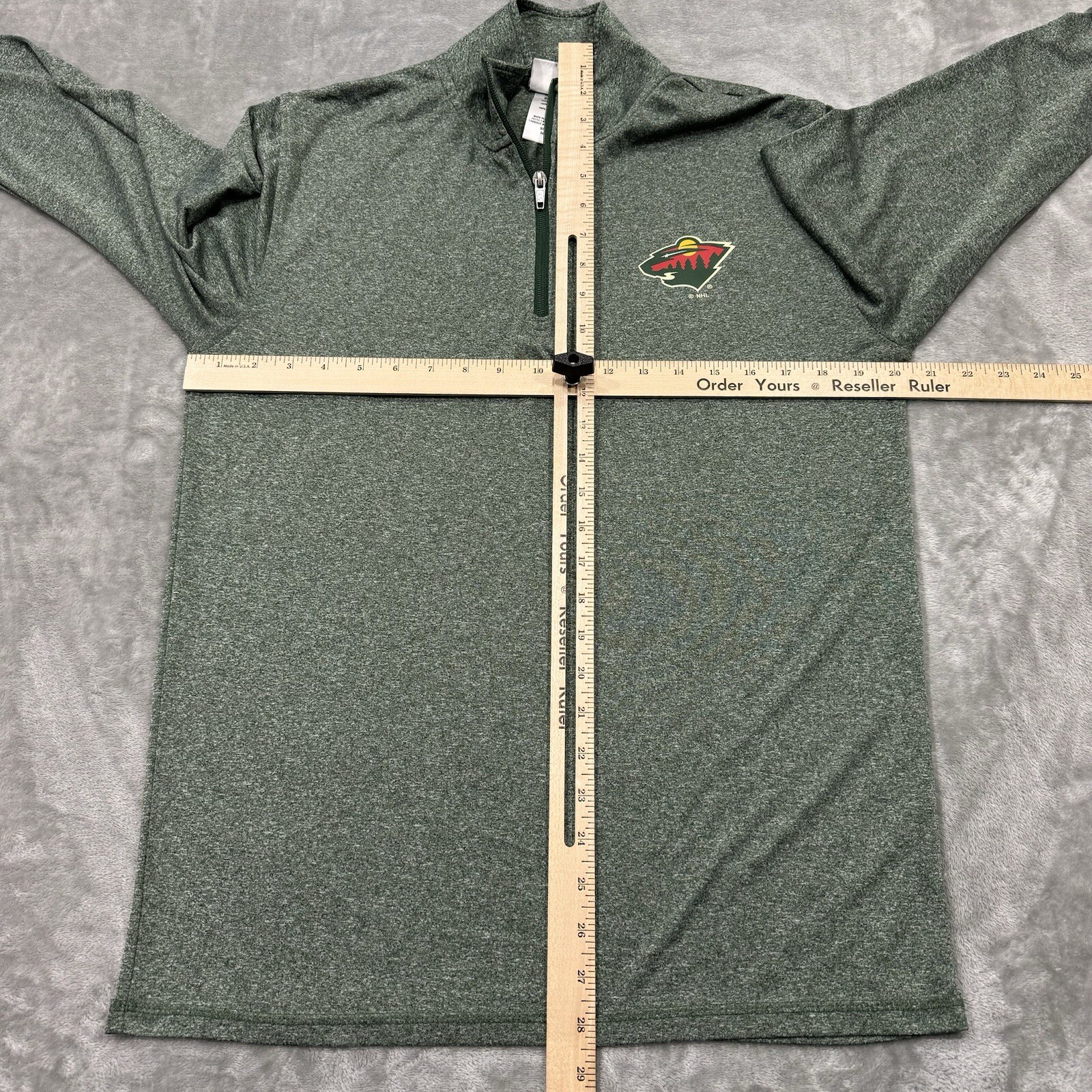NHL Minnesota Wild Shirt Mens Small Green Long Sleeve 1/4 Zip Lightweight Sport gallery