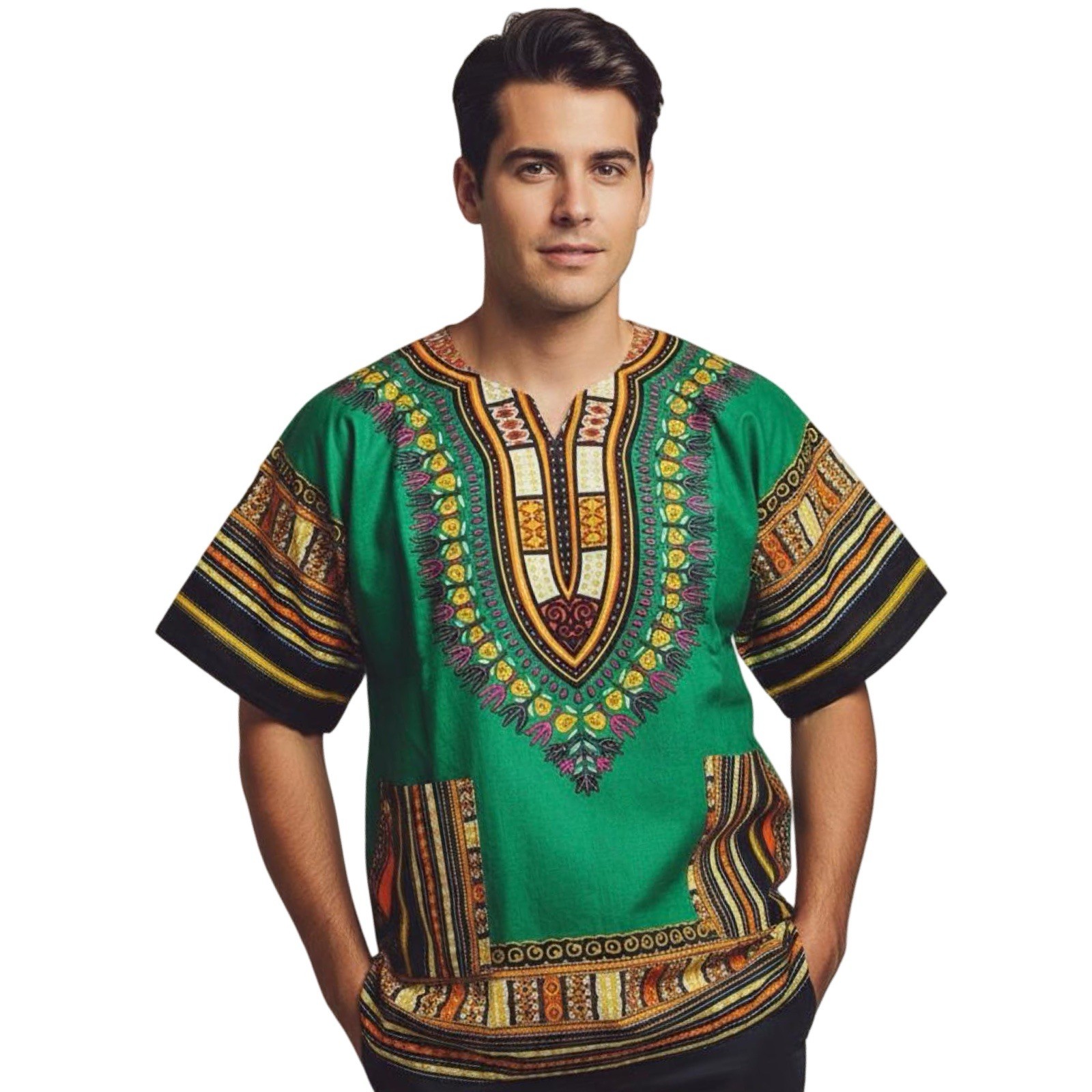 #1 Best Quality Unisex African Bright Dashiki 100%Cotton Shirt Variety Colors. gallery