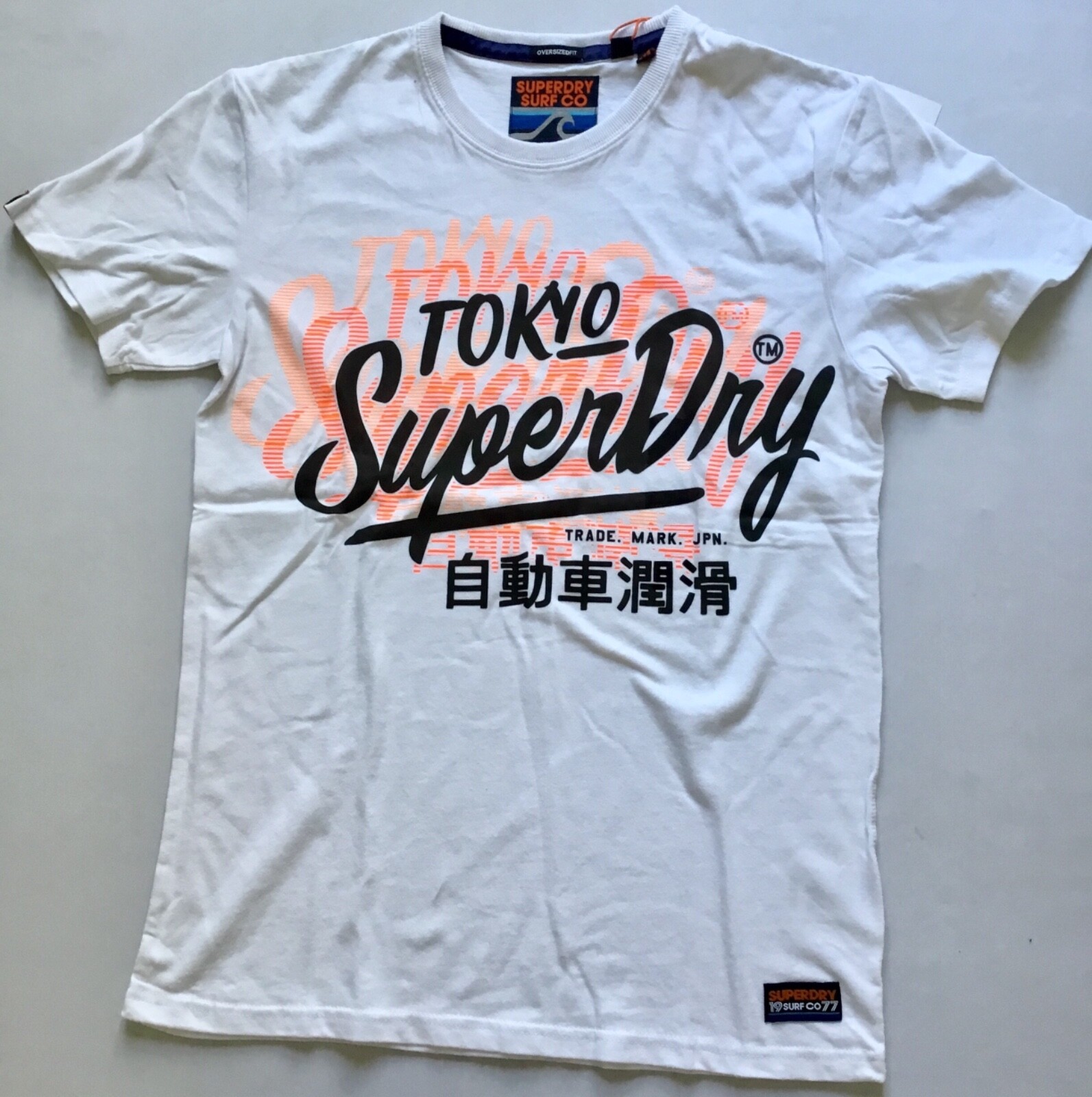 Men’s Superdry Ticket Type Oversized Fit T-Shirt M10995NT Optic White Size XXL