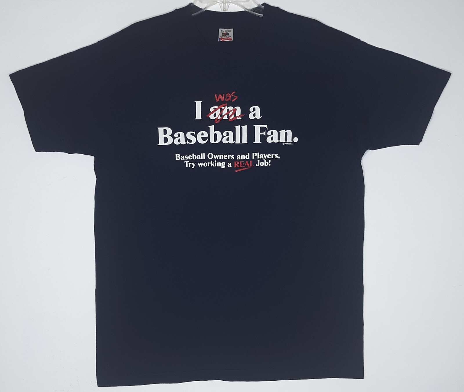 Vintage 90s MLB Baseball Strike T-Shirt Size XL I Was A Baseball Fan Made in USA gallery
