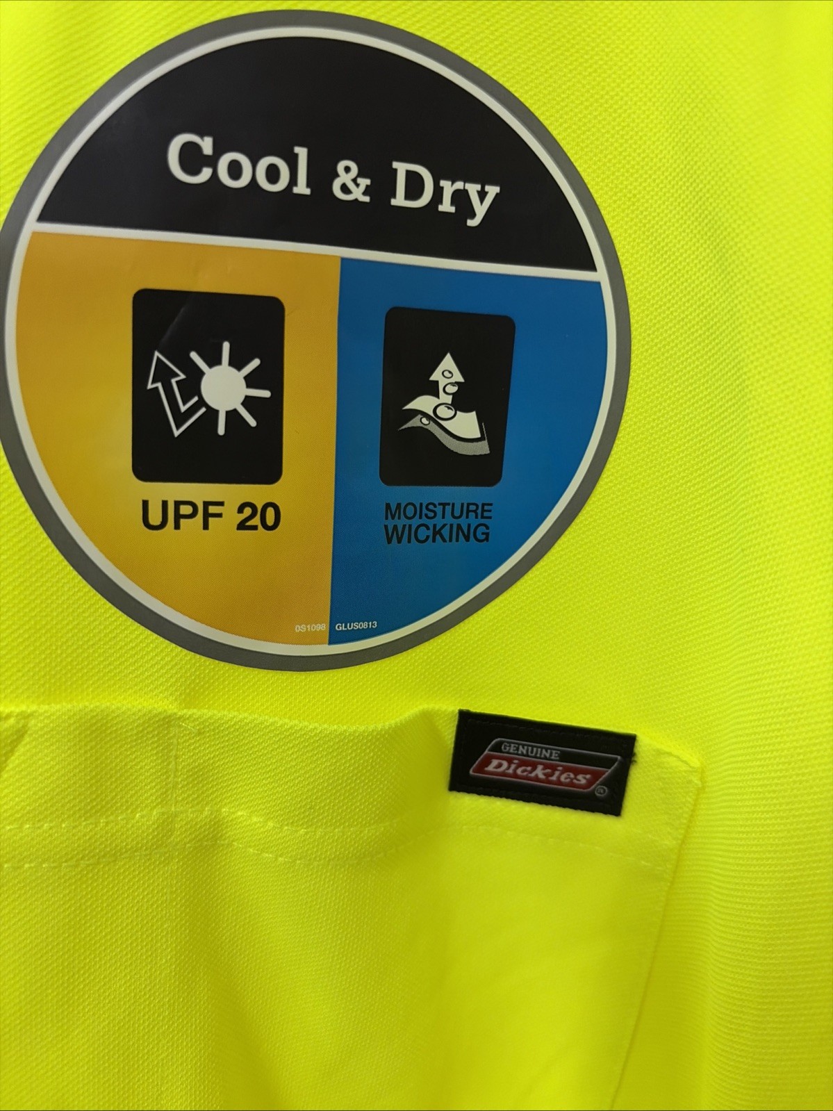 Dickies Men's Long Sleeve Pocket Tee Cool & Dry Size 3XL Florescent Yellow NWT gallery