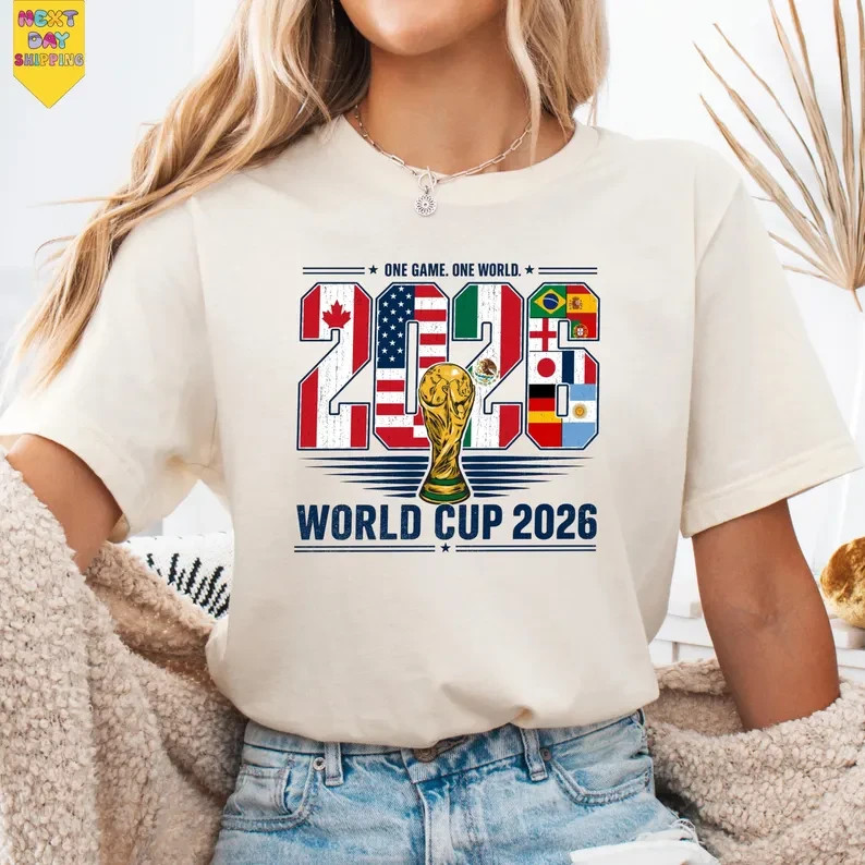 World Cup 2026 Trophy Graphic T-Shirt USA Canada Mexico Soccer Fan Tee gallery