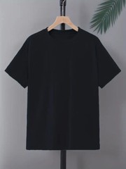 Men’s Classic Solid Plain Cotton Round Hem Scallop Essentials Tshirt S-2XL
