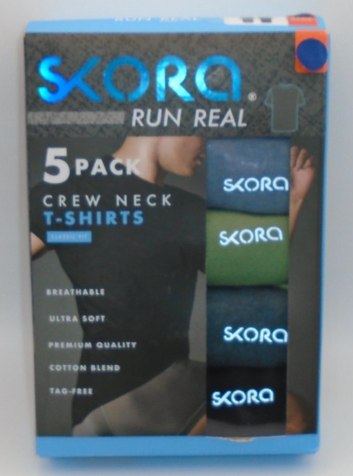 NEW MEN’S “SKORA RUN REAL 5 PACK CLASSIC FIT CREW NECK COTTON BLEND T SHIRTS”