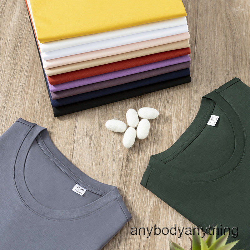 Men's 100% Mercerized Cotton T-shirt Crew Collar Short Sleeves Casual Basic Tops gallery