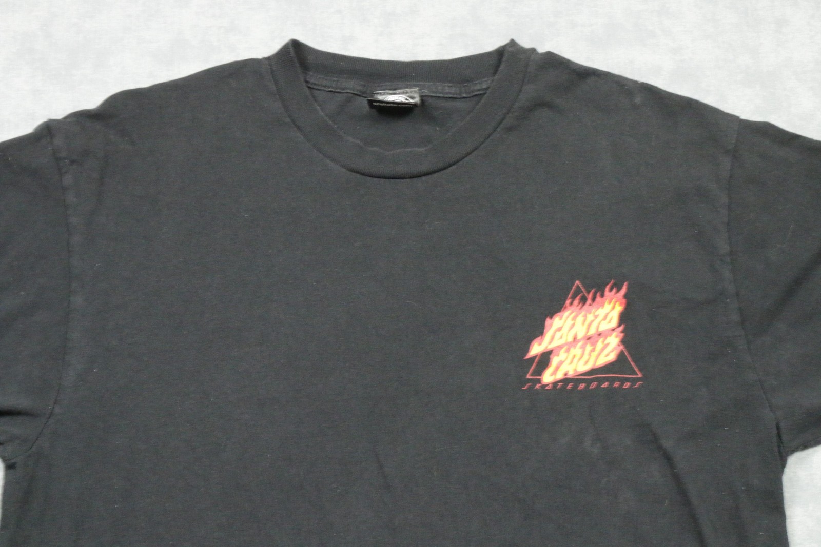 Santa Cruz Shirt Mens Medium Black Flame Logo Skateboards Graphic Tee Back Print gallery