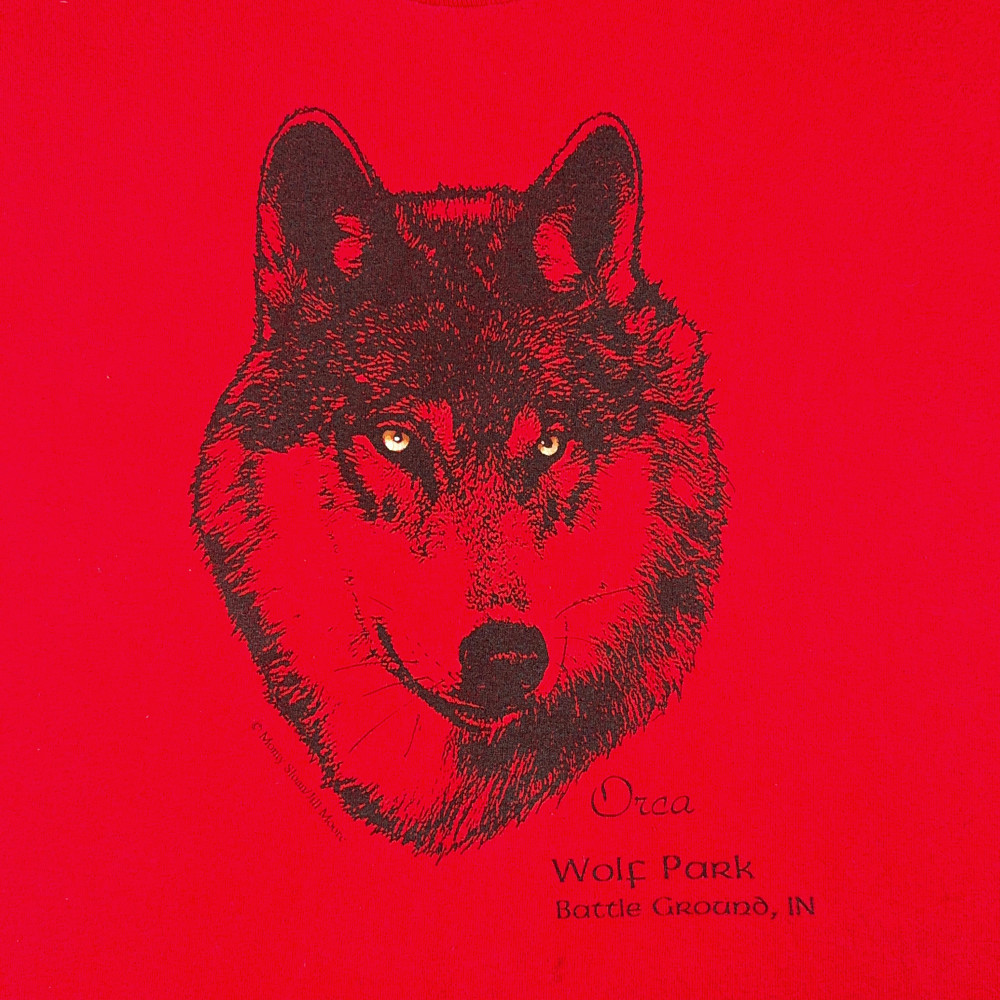 Vintage Wolf Park Shirt Adult EXTRA LARGE Red Battle Ground Indiana Animal 90s gallery