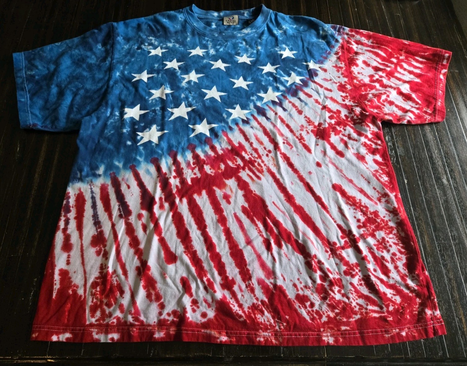 Liquid Blue American Flag Tie Dye USA All Over Print 2XL BIG Red White Blue NWOT gallery