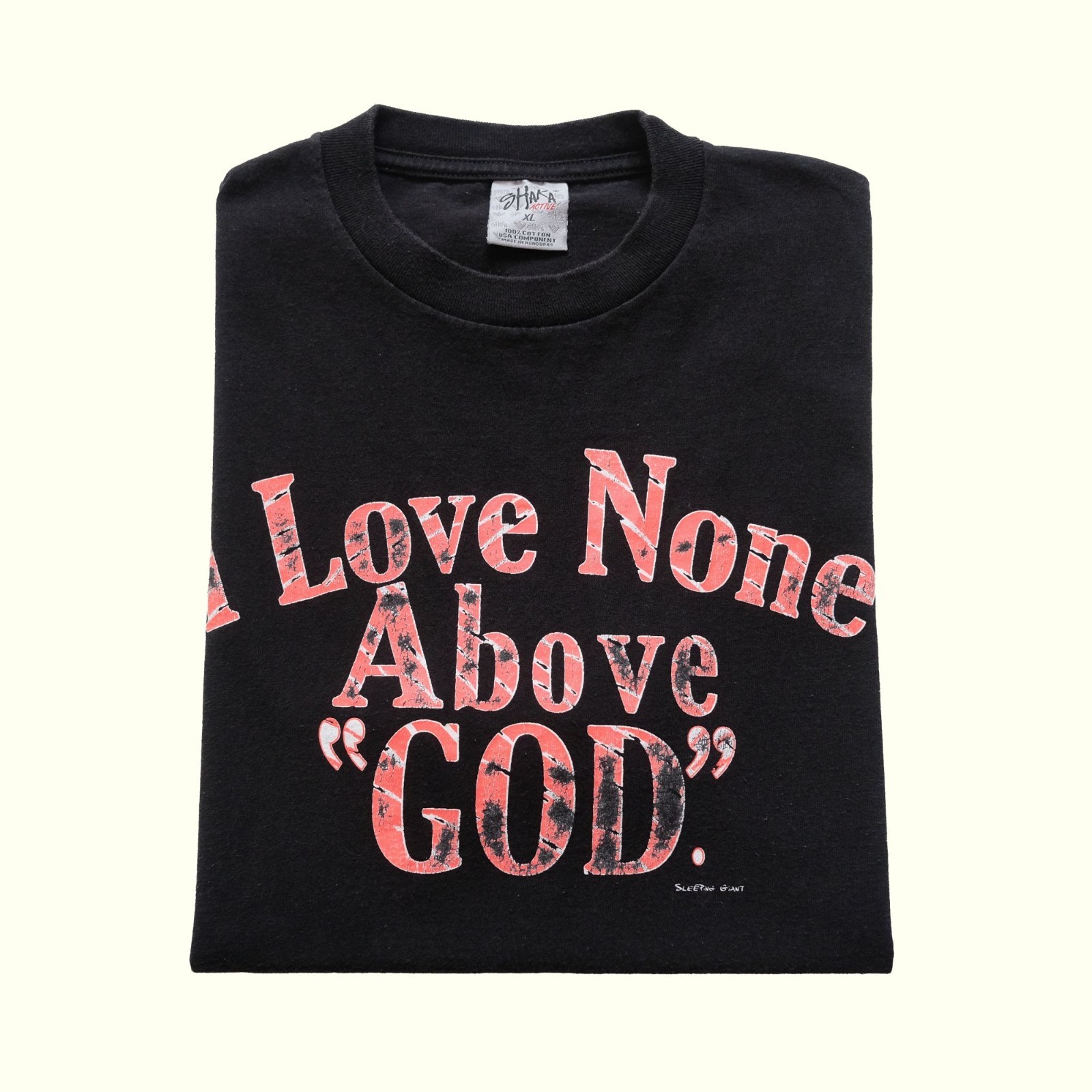 VTG Y2K 90s BIBLE LOVE NONE ABOVE GOD SHAKA GRAPHIC COTTON BLACK T SHIRT SZ XL gallery