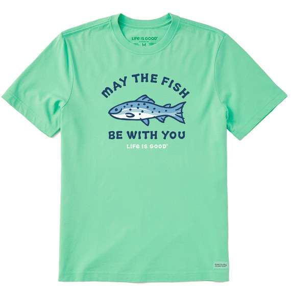 NWT Men's Life Is Good May The Fish Be With You Fishing Green SS Crusher Tee gallery