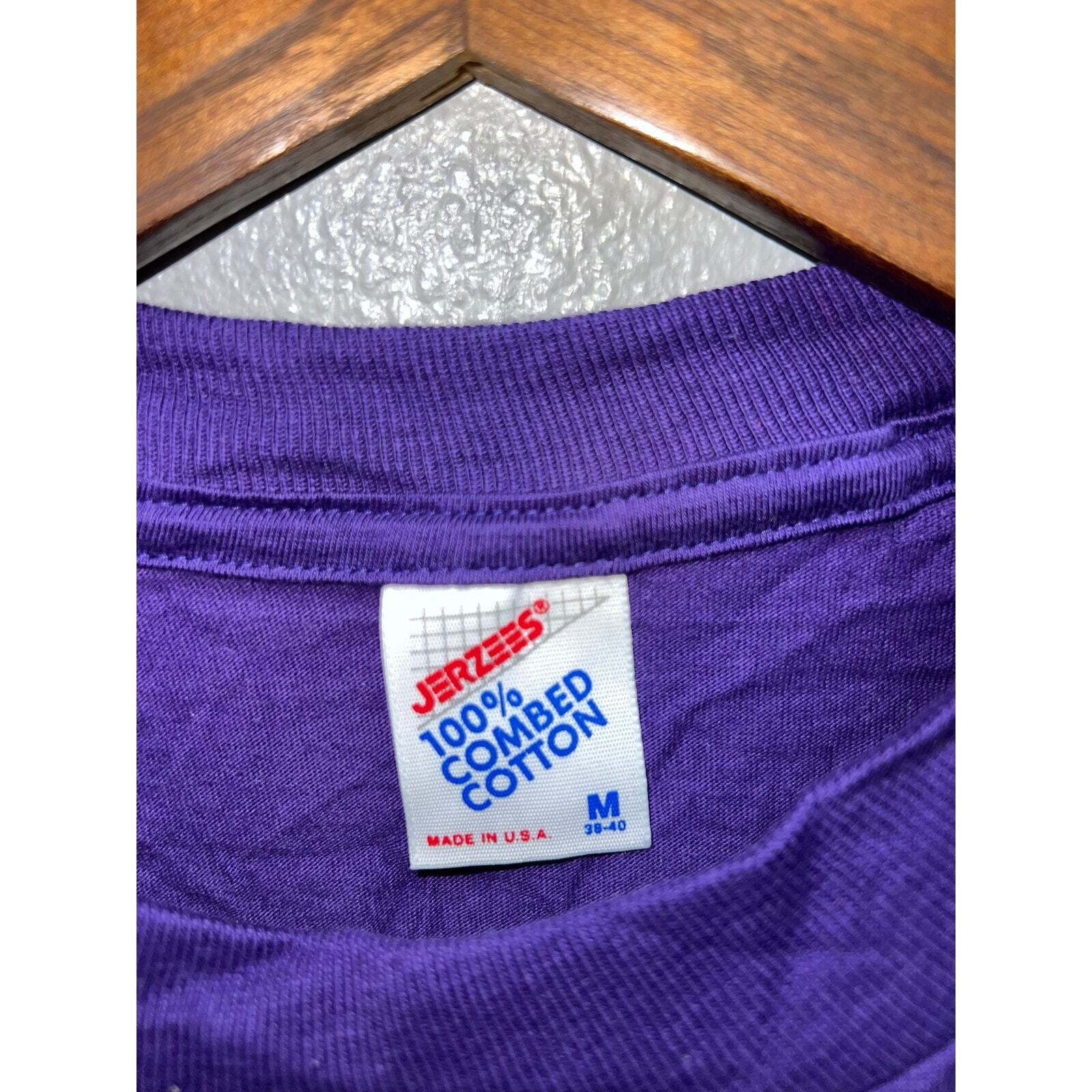 90s Vintage Jerzees 100% Combed Cotton Purple Blank Shirt VTG M gallery