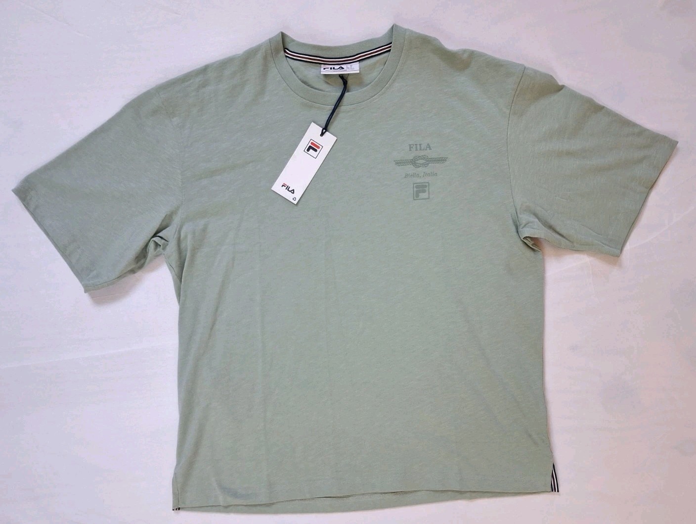FILA Biella Italia Heritage Shore Line Box Tee Shirt Nautical Sage Medium Rare