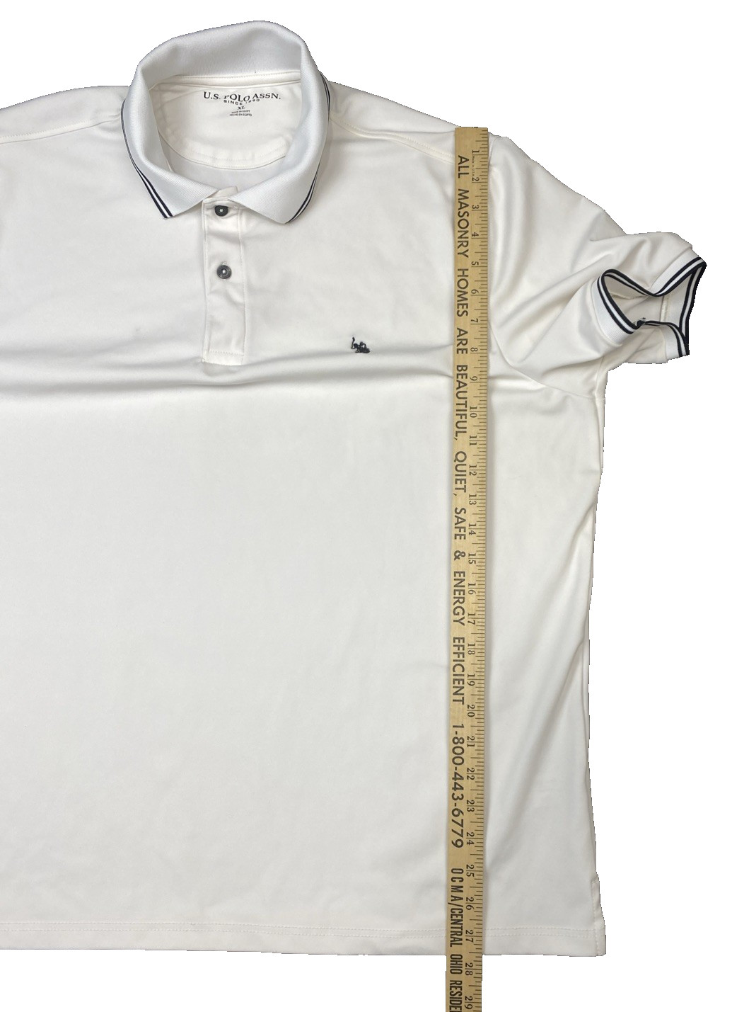 U.S. Polo Assn. Men’s XL White Stretch Tee 95/5 Poly Spandex – Stain Noted gallery