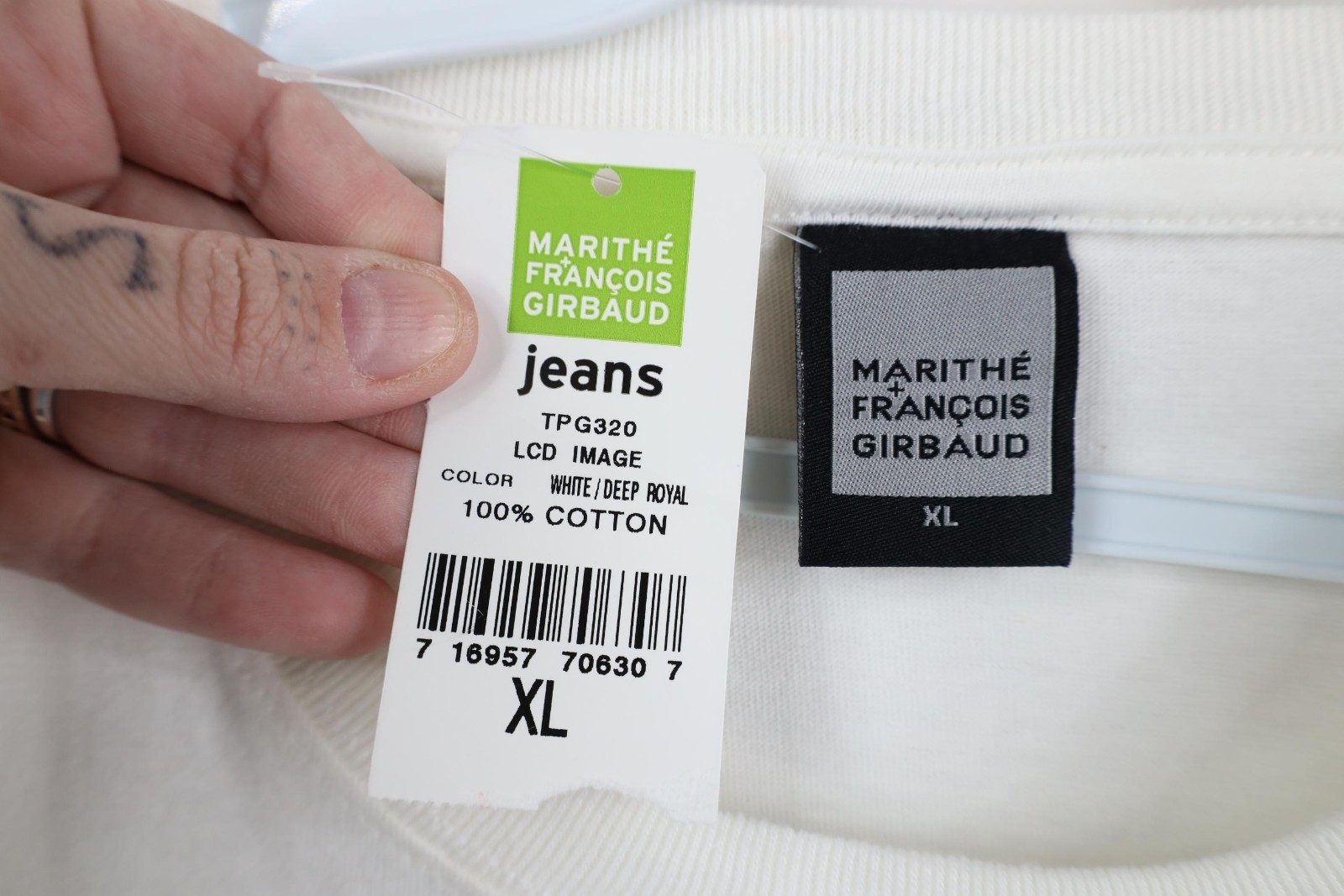 Deadstock Vintage 90s Marithe Francois Girbaud Mens XL LCD Baggy T-Shirt White gallery