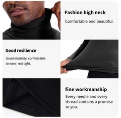 Men High-Neck Mock Turtleneck Solid Long Sleeve Undershirt Pullover Basic Layer