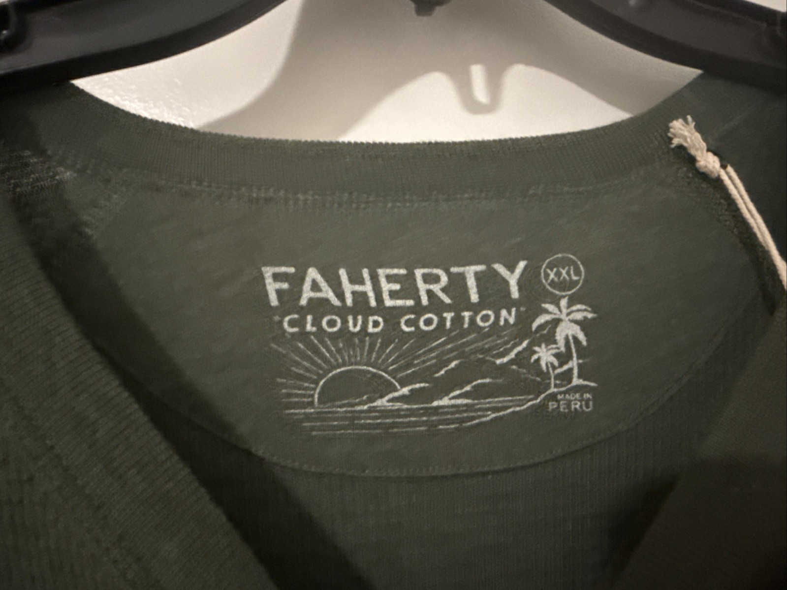 Faherty Men's Long Sleeve Cloud Waffle Crew, Deep Fern Heather, XXL gallery