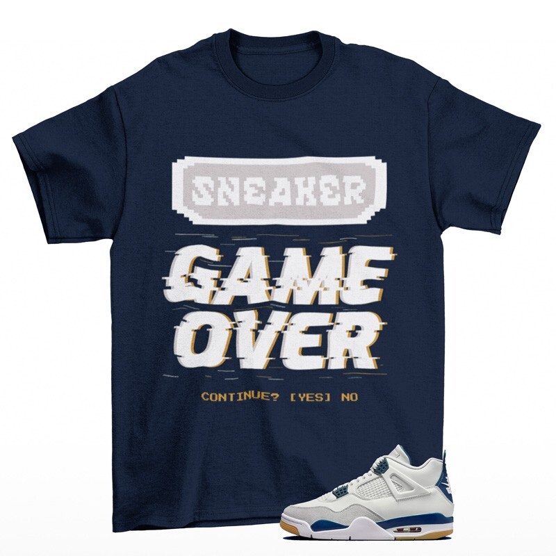 Game Over Sneaker Shirt to Match Jordan 4 Retro SB Navy DR5415-100