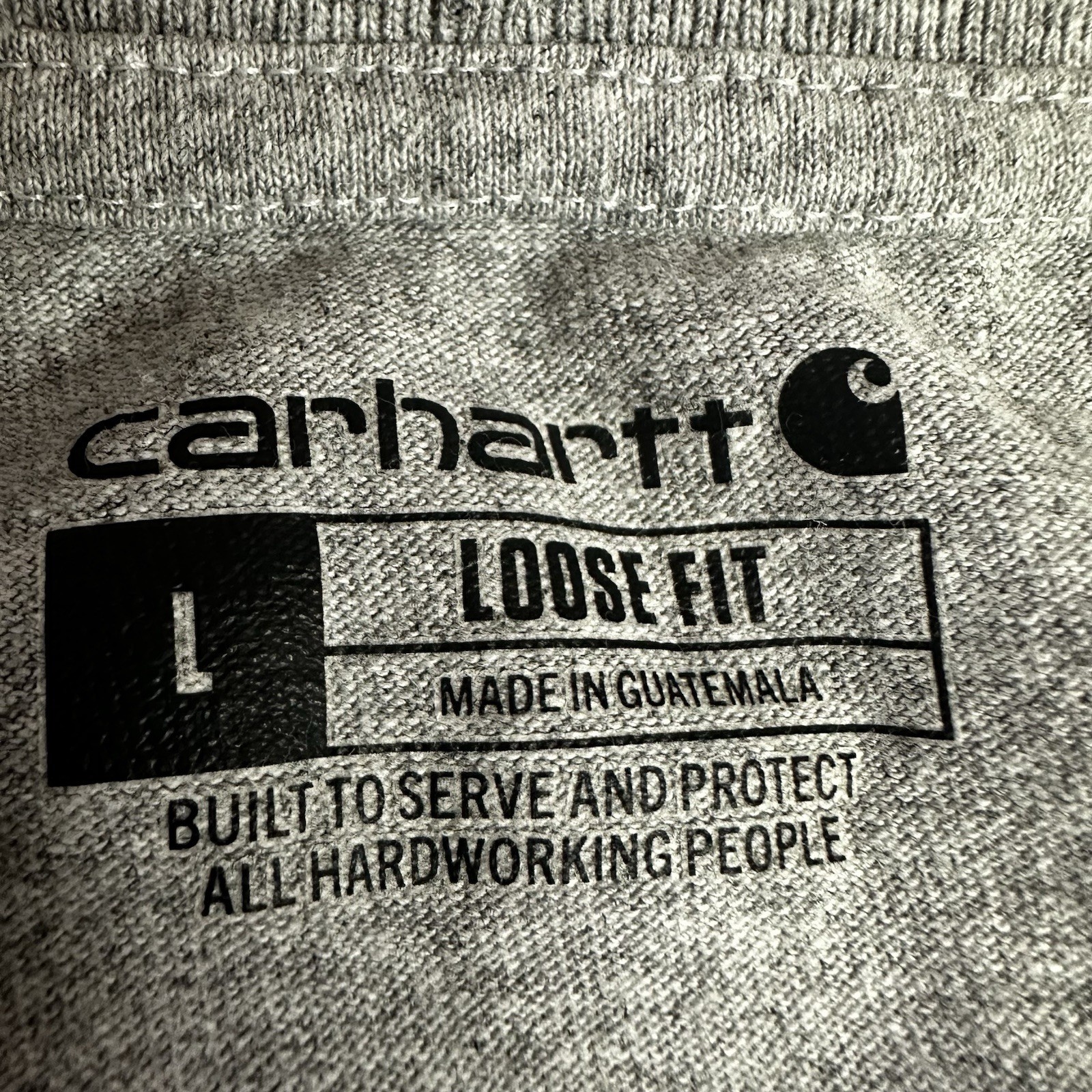 Carhartt Shirt Mens Large Gray Long Sleeve Navy Logo Loose Fit Workwear gallery