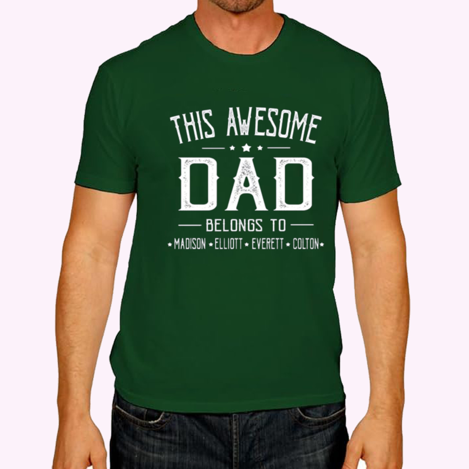 Personalized This Awesome Dad Belongs To Shirt, Custom Kids Names Father's Day gallery