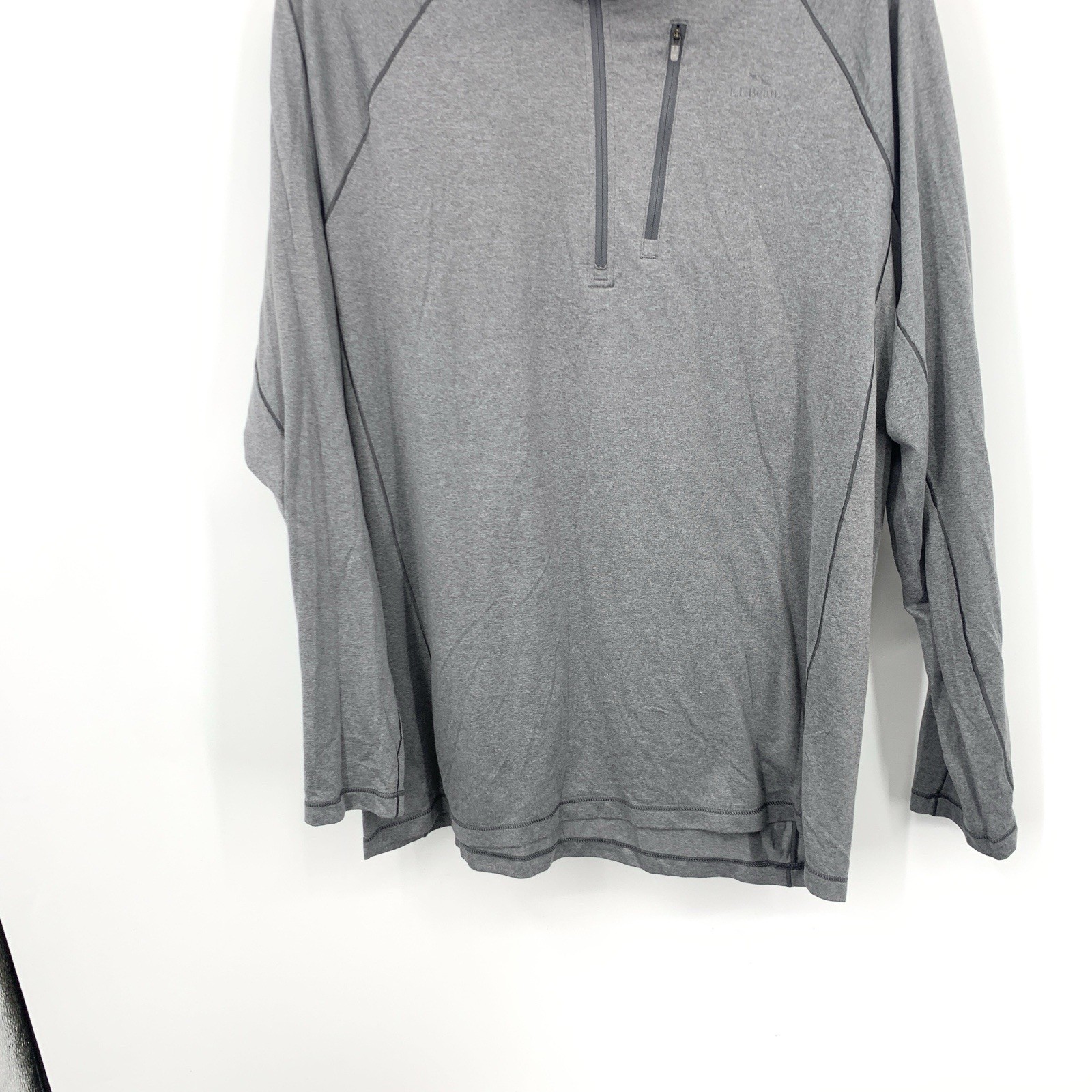 LL Bean Men Size Large TALL LT Shirt 1/4 Zip Pullover Top Gray Base Layer gallery