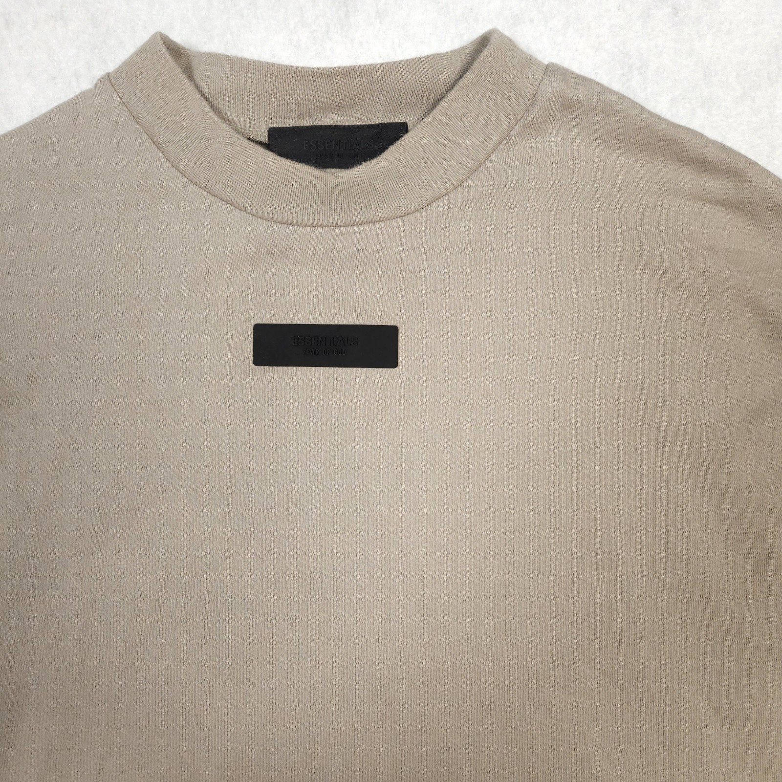 Mens Medium Fear Of God Essentials Crewneck Shirt Beige Oversized Streetwear