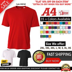 A4 Mens Dri-Fit Workout Running Cooling Performance Crew Jogging T-Shirt – N3142
