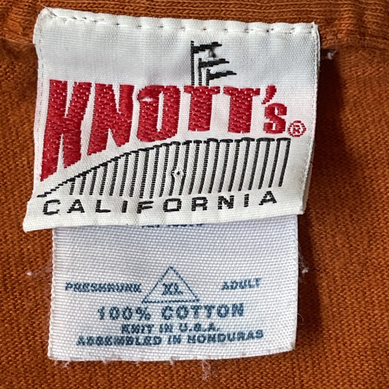 Vtg Knotts Berry Farm Ca Men’s XL Silver Bullet Burnt Orange Graphic T Shirt gallery