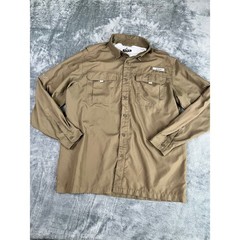 Habit Men’s L Performance Fishing Shirt Solar Factor Long Sleeve Tan Excellent