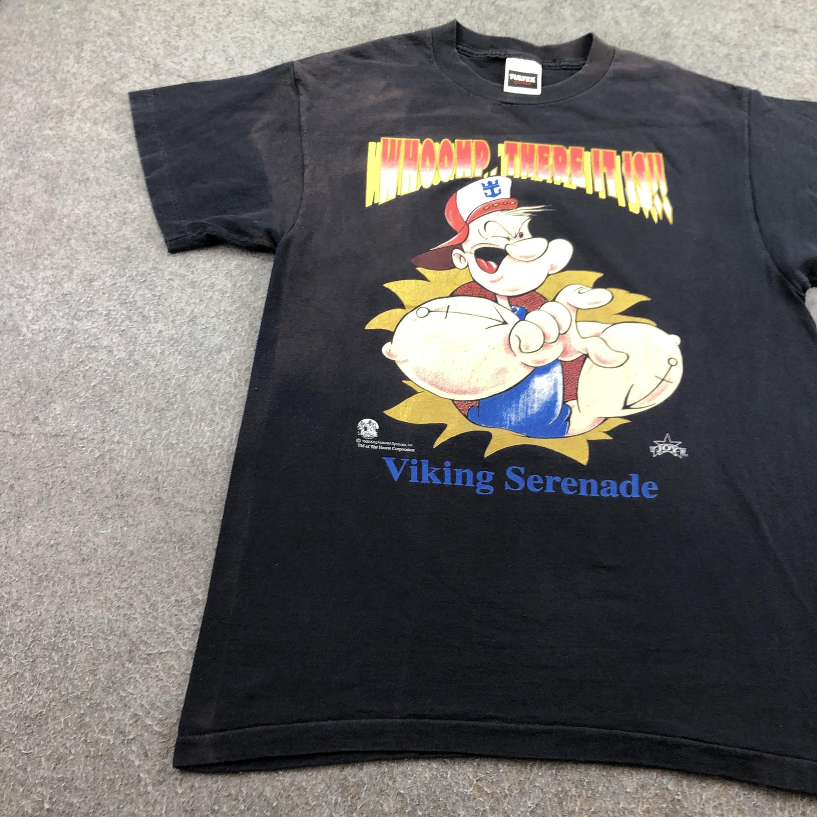 Vintage Popeye Shirt Mens Large Black Tultex Cruise 1993 90s Viking Serenade gallery