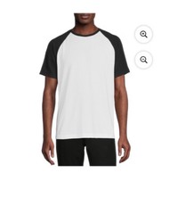 George Men’s White & Black Semi-Fitted Pullover Raglan Short Sleeves T- Shirt