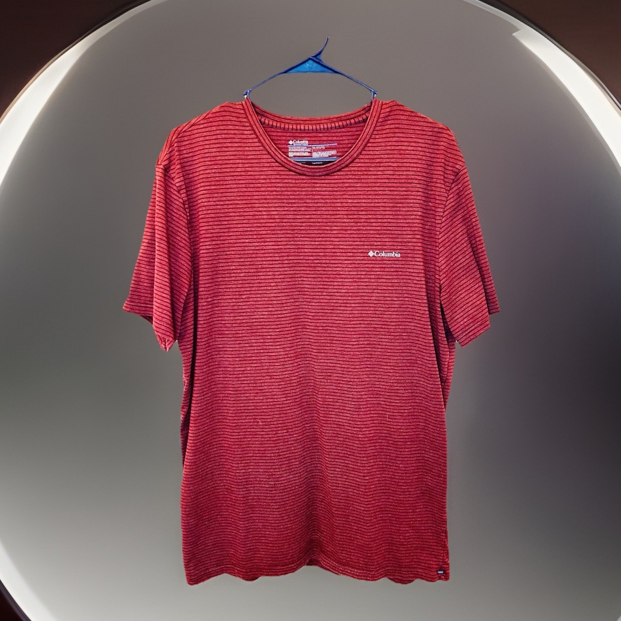 Columbia Sportswear Men’s XL Red Striped Super Soft Crew Neck T-shirt