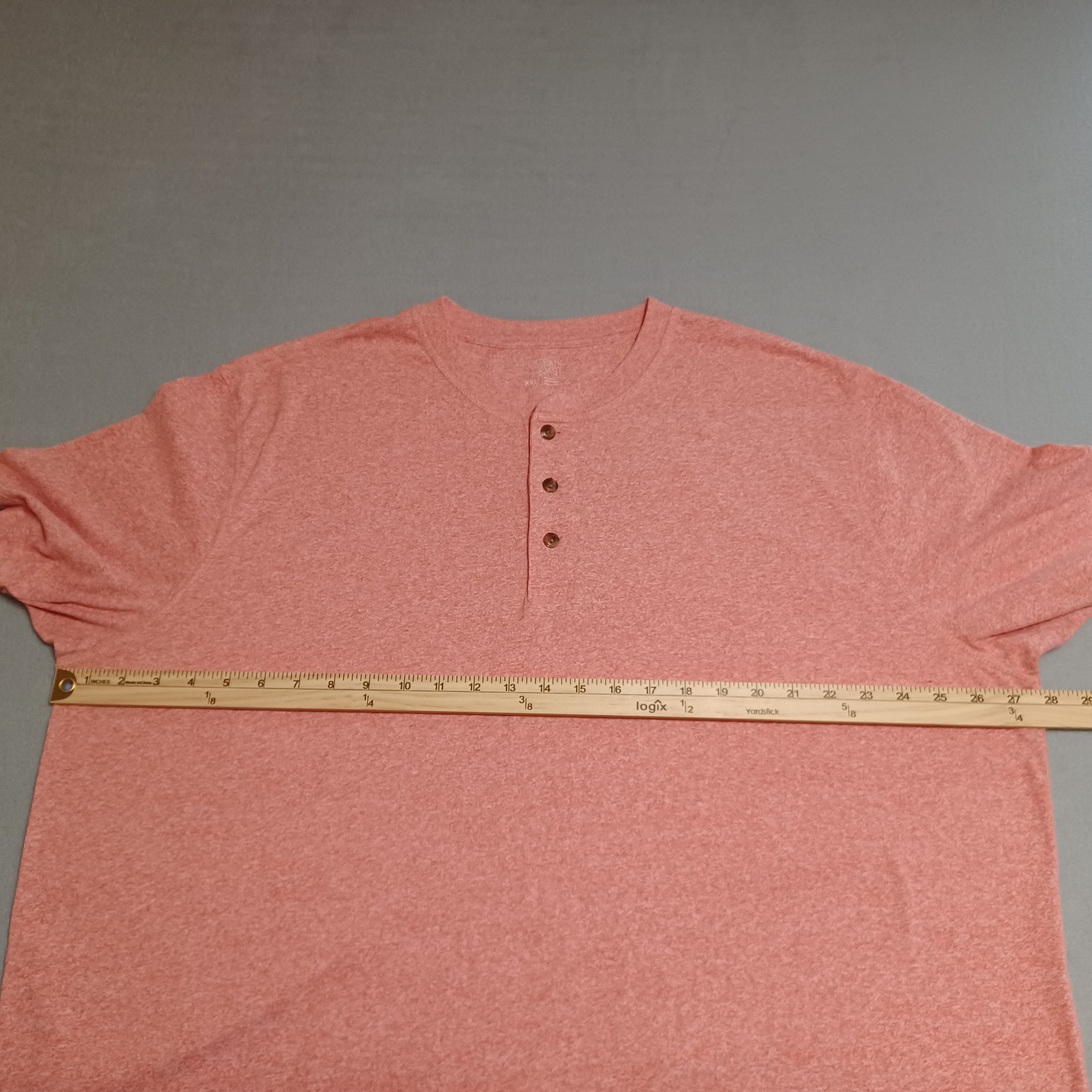 Ocean Coast Mens XXL Henley Shirt Short Sleeve Heather Coral Pink Casual Tee gallery