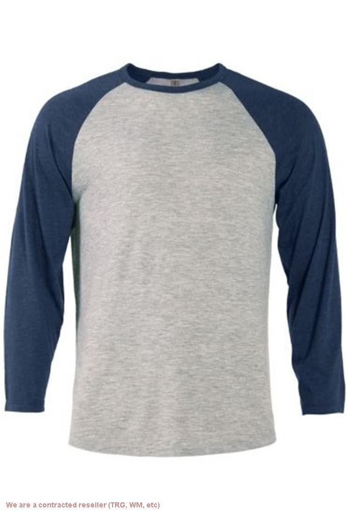Delta Apparel P611T Men's Raglan Tee Heather Gray/Navy XL *SEE DEAL!!!* gallery