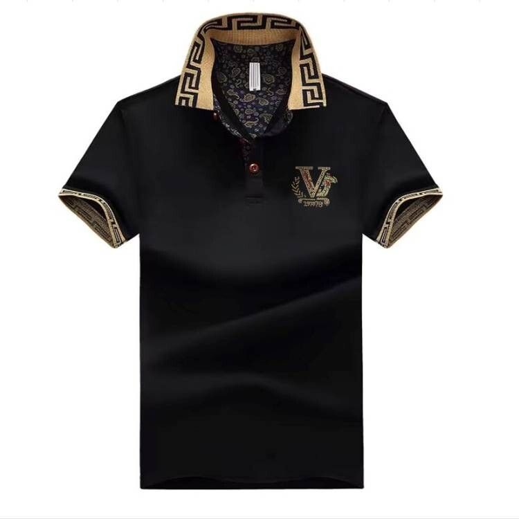 New Men Luxury Diamond V-Letter Rhinestones Fashion Polo T-Shirt High Quality gallery