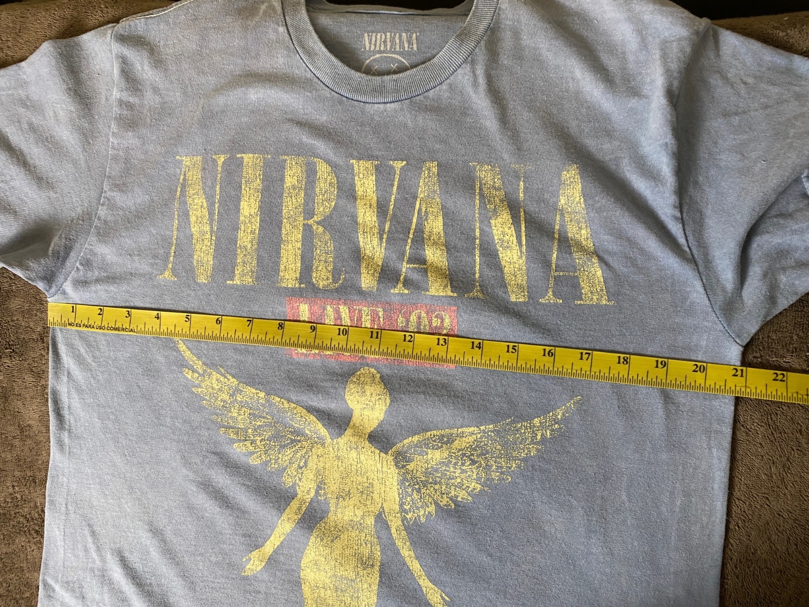 NIRVANA In Utero Live 93 Tour Dates & Art Grunge Tee Acid Wash Blue SZ M gallery